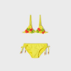 Bikini Flores 3D limon niña