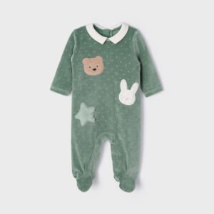 Pijama de punto aterciopelado para recién nacido Mineral